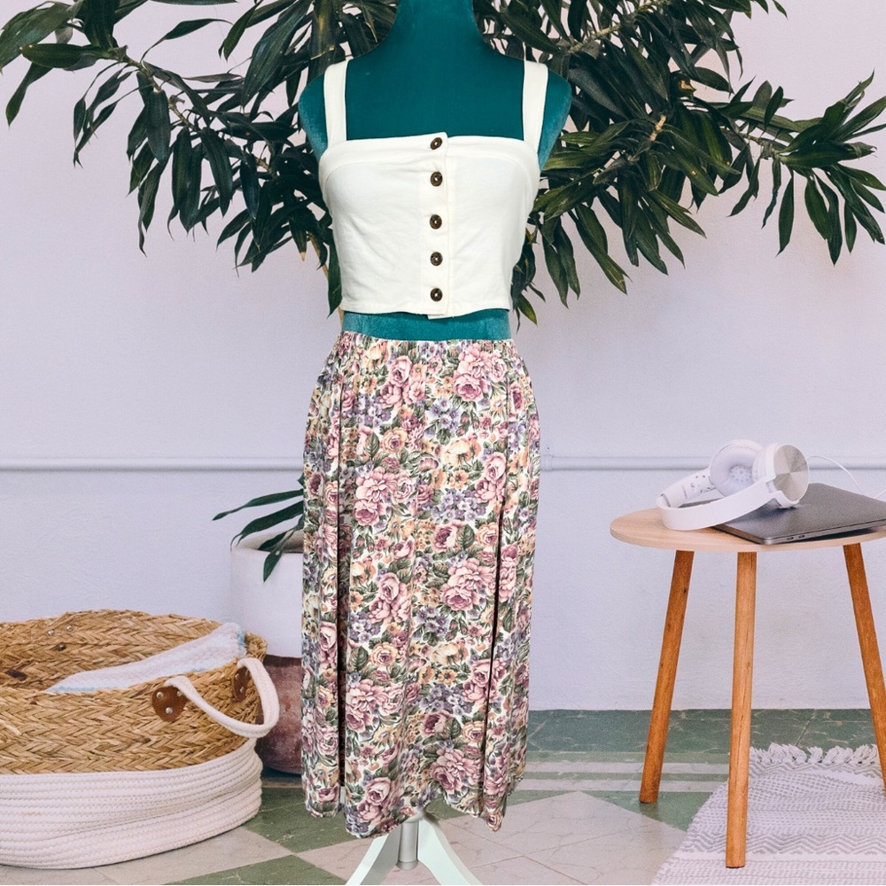 Vintage Floral Midi Skirt